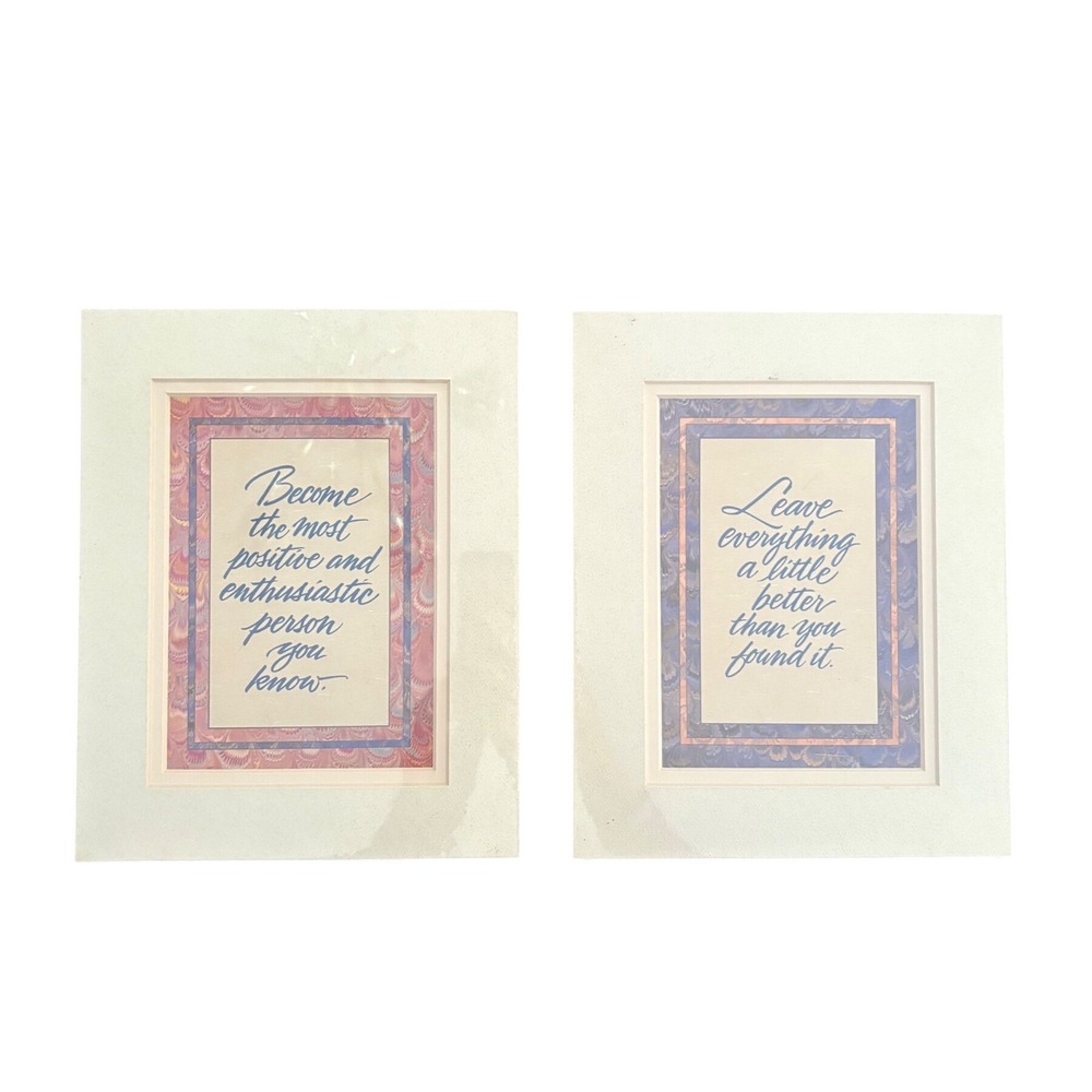 1992‎ Jackson Brown Jr Inspirational Calligraphy Prints Set of 2 Matted 8x10"